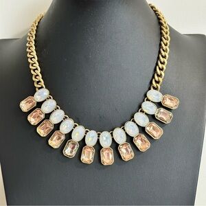 J.Crew crystal and moon stone heavy brass necklace